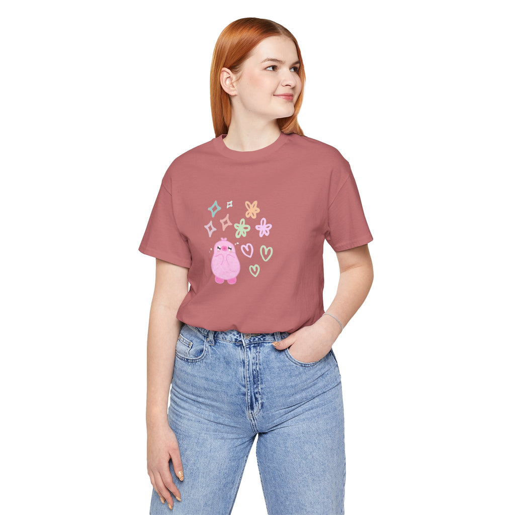Cute Pink Blob Character Tee