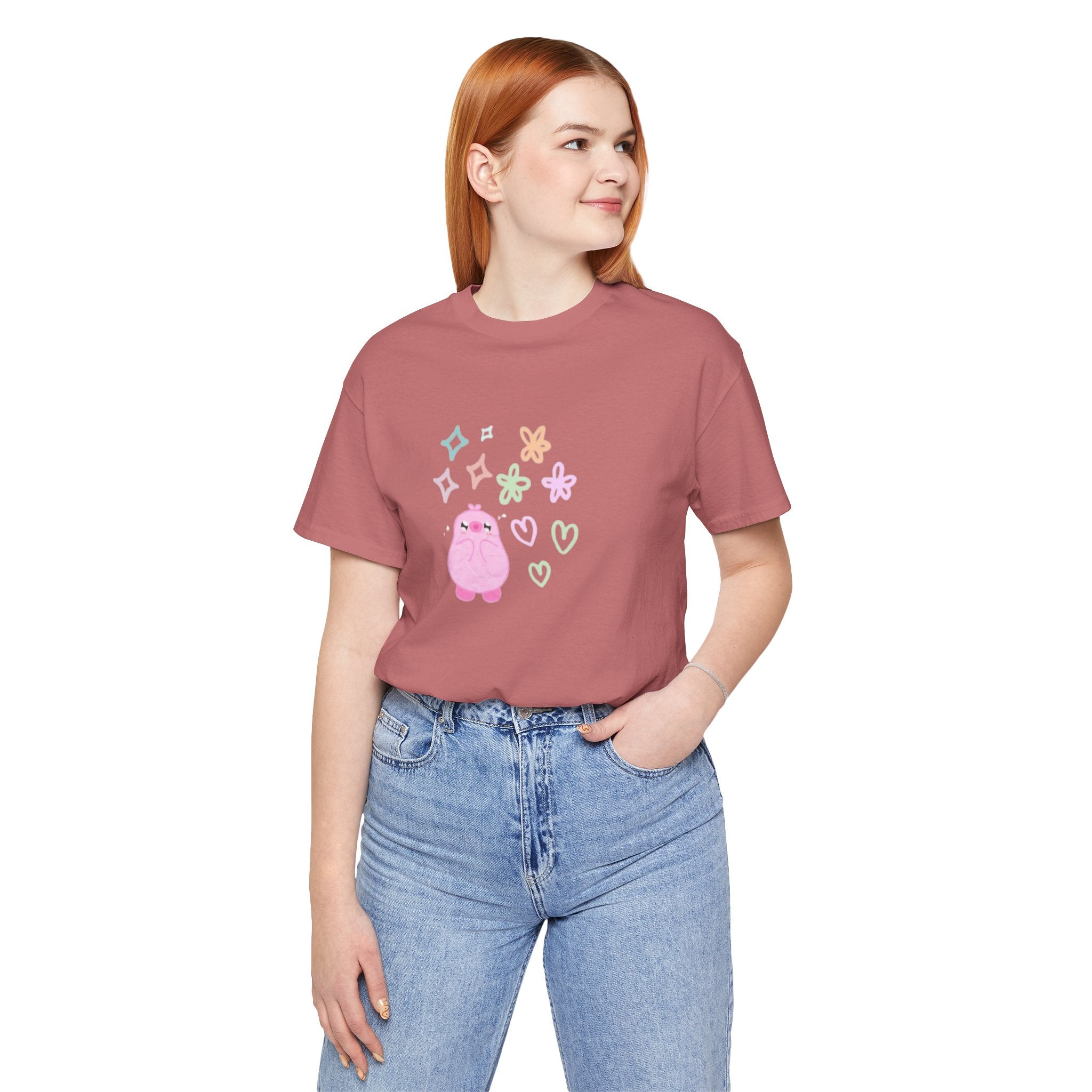 Cute Pink Blob Character Tee