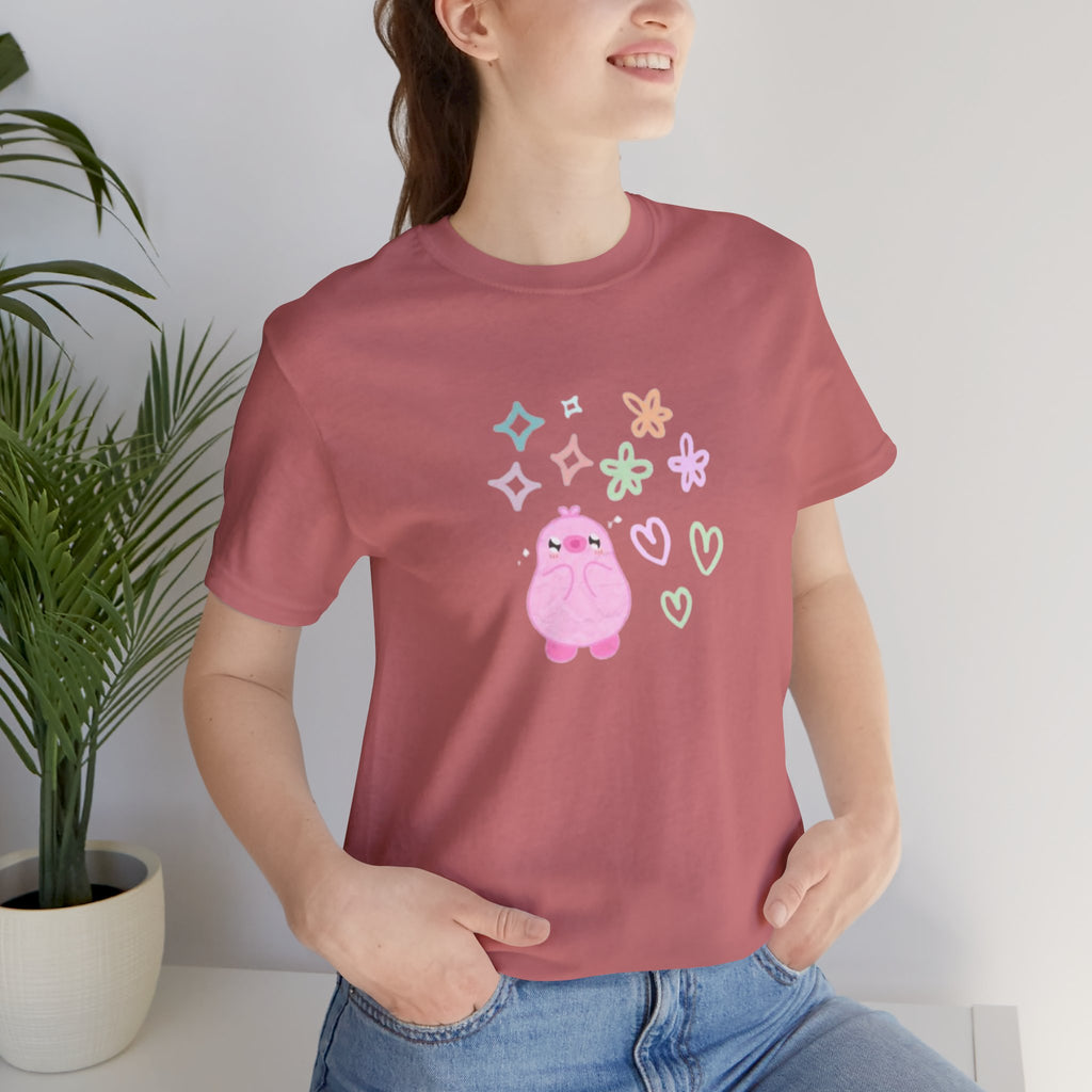 Cute Pink Blob Character Tee