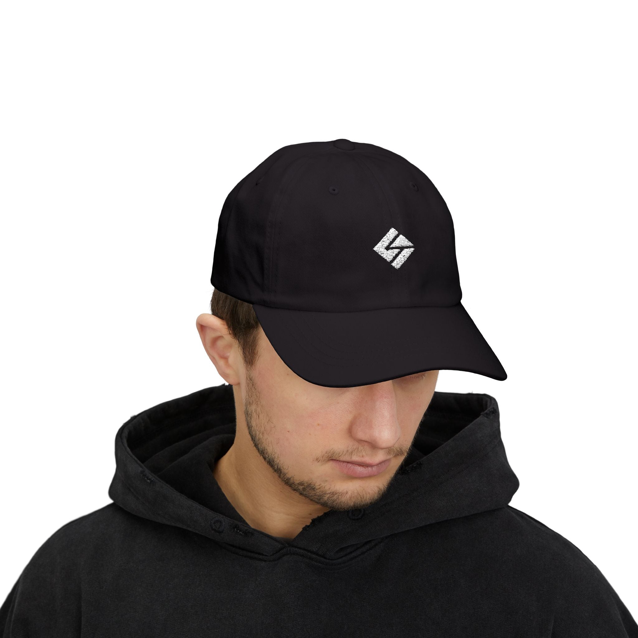 Embroidered Minimalist Logo Dad Cap — Classic Black Baseball Hat