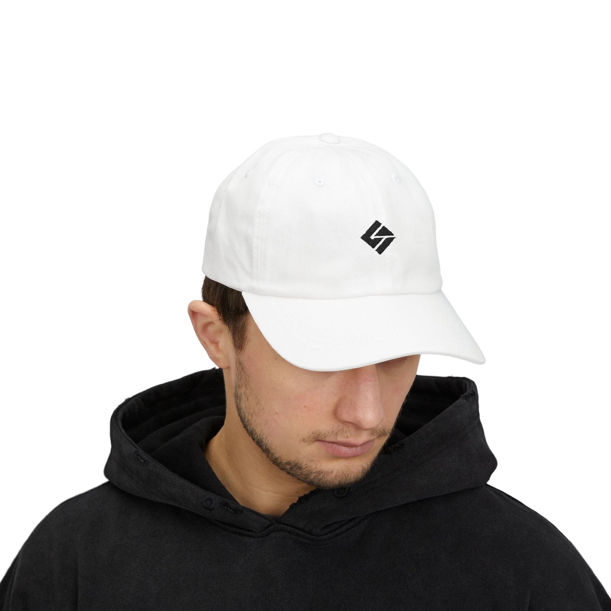 Minimalist Embroidered Logo Dad Cap — Classic White Baseball Hat