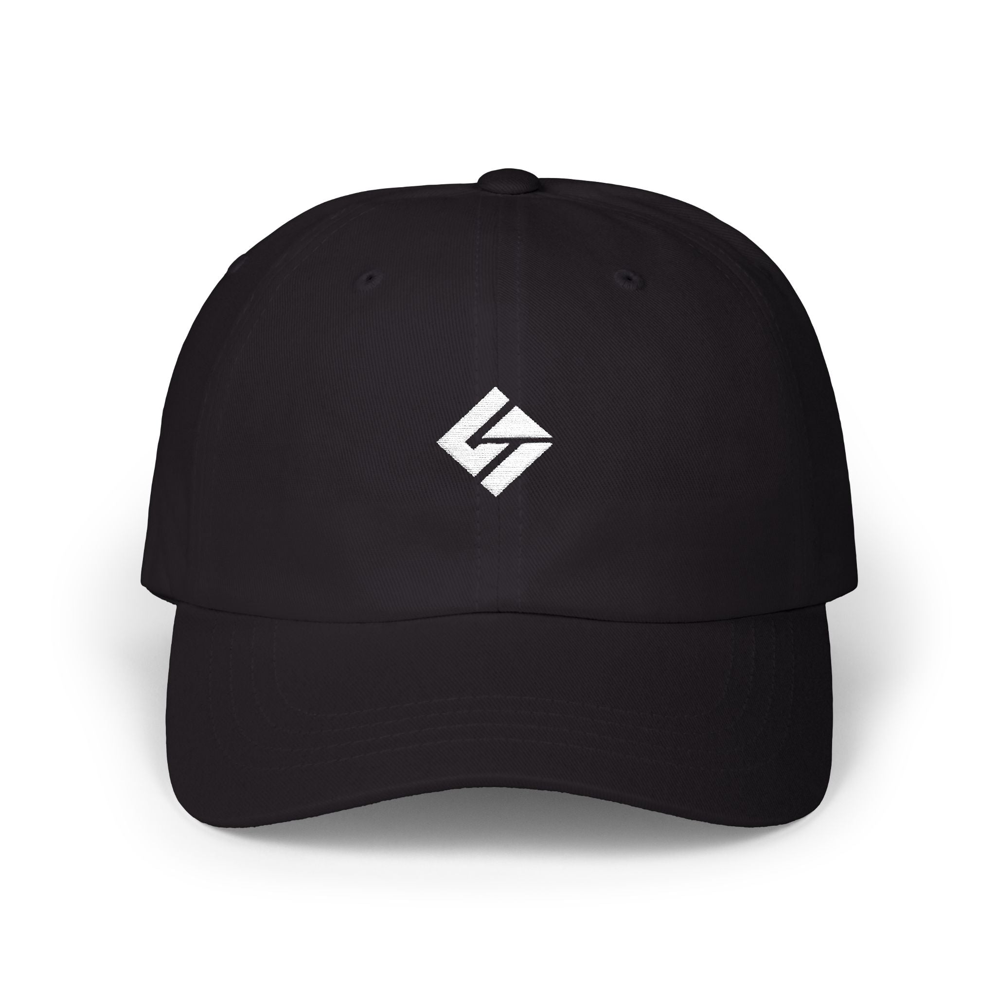 Embroidered Minimalist Logo Dad Cap — Classic Black Baseball Hat