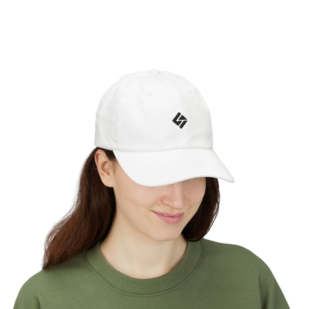 Minimalist Embroidered Logo Dad Cap — Classic White Baseball Hat