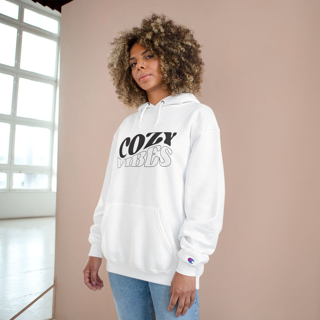Cozy Vibes Hoodie — Relaxed Retro Graphic Champion Hoodie