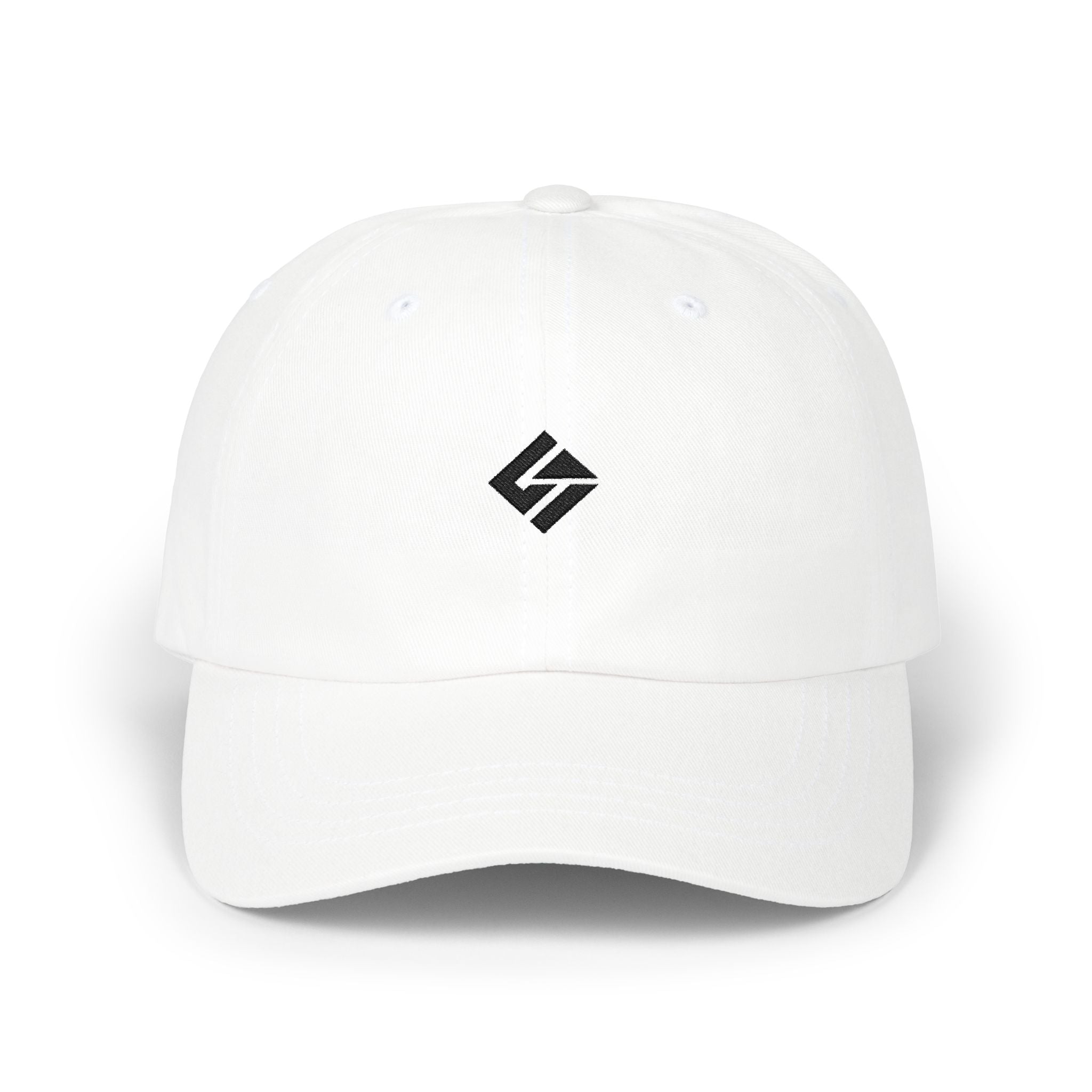 Minimalist Embroidered Logo Dad Cap — Classic White Baseball Hat