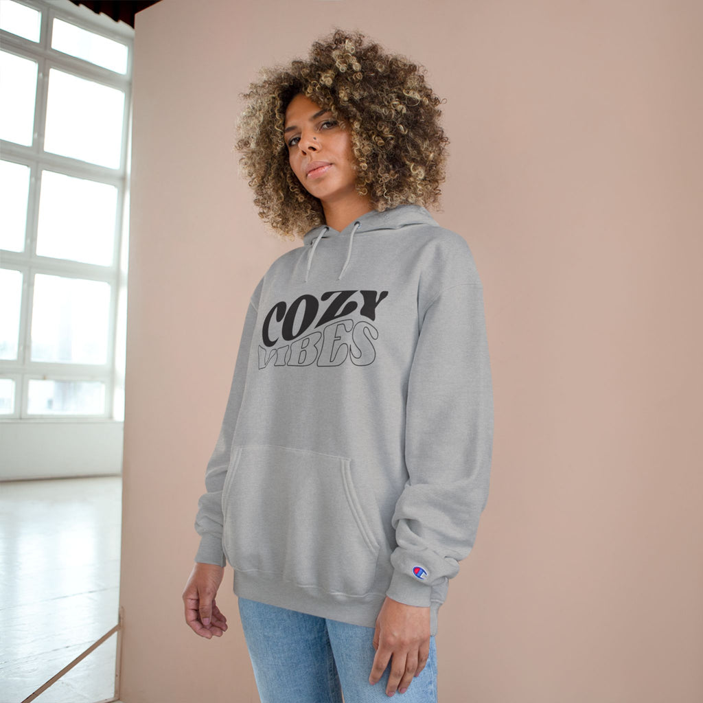 Cozy Vibes Hoodie — Relaxed Retro Graphic Champion Hoodie